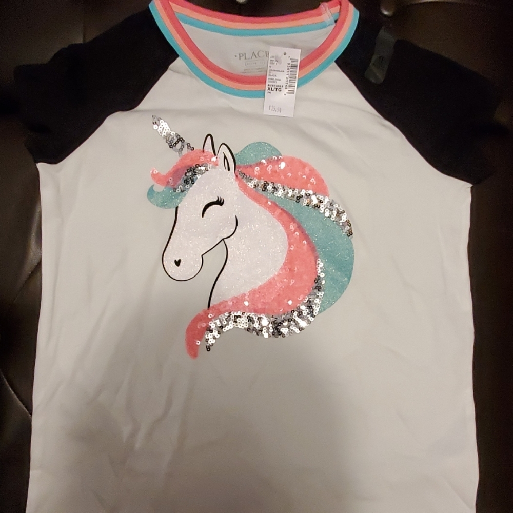 NWT XL Sequined Unicorn Raglan